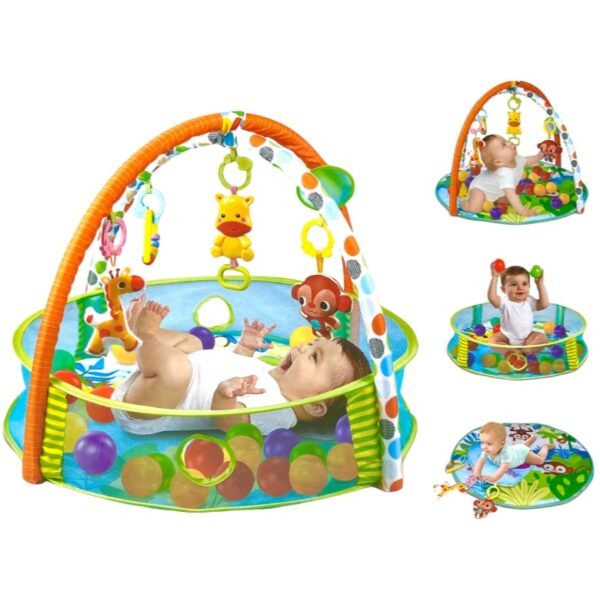 gimnasio 3 Alfombra de juegos para bebés - Gimnasio de actividades y Piscina de pelotas