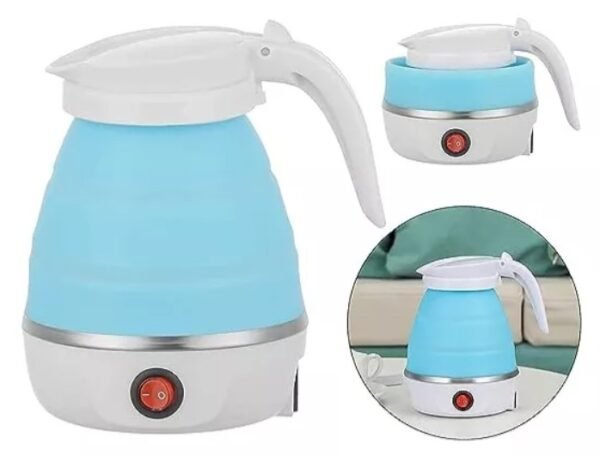hervidor 2 Hervidor Calentador Eléctrico Plegable Portátil Silicon 0.6 Ltrs. Color Celeste/Blanco/Rosa