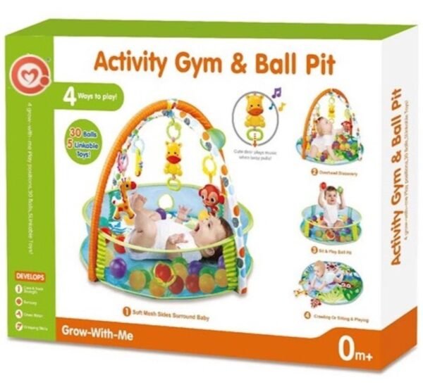 portada Alfombra de juegos para bebés - Gimnasio de actividades y Piscina de pelotas