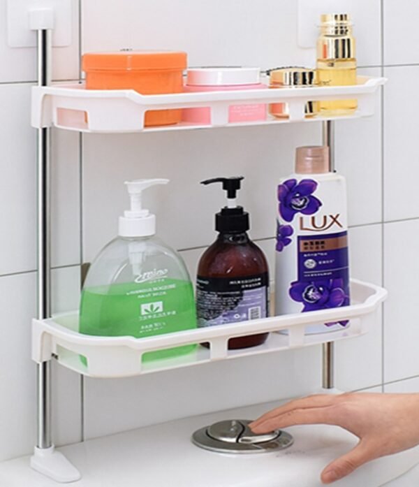 rack de baño 1 Estante de 2 Niveles para Baño con Pegamento Adhesivo