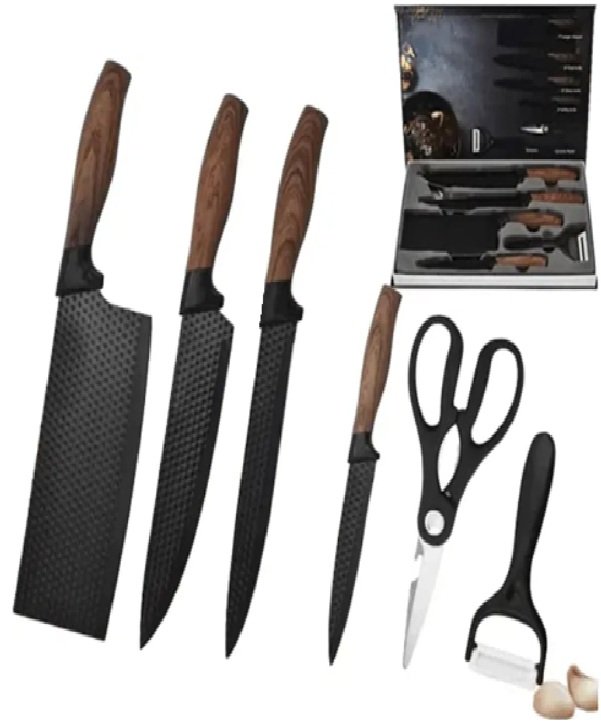 cuchillos 1 Set de 4 Cuchillos + Tijera + Pelador - HENVO ER-009