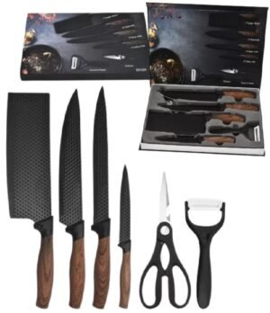 cuchillos portada Set de 4 Cuchillos + Tijera + Pelador - HENVO ER-009